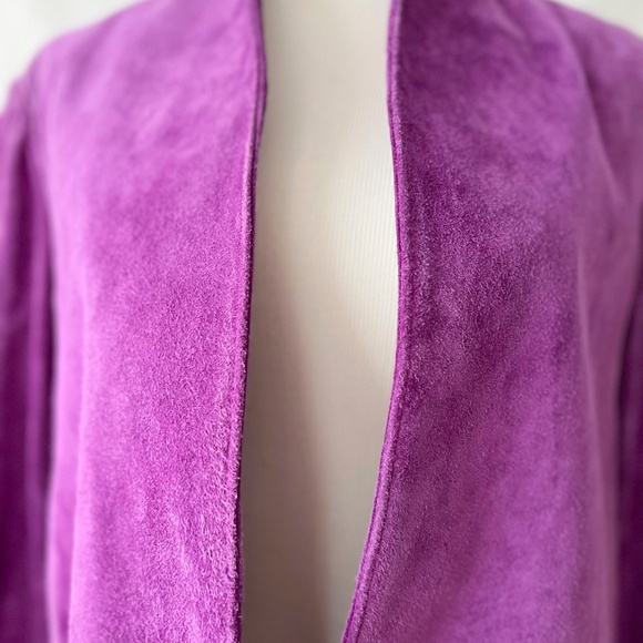 Vintage 1970s Purple Suede Jacket Miss Bergdorf Leather Jacket medium - Picture 5 of 8